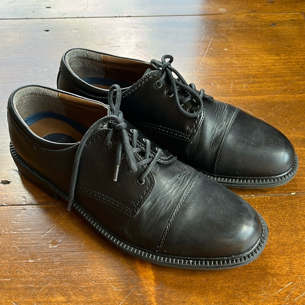 Dockers Black Leather Gordon Dress Cap Toe Oxford 090-2214 Sz 10.5